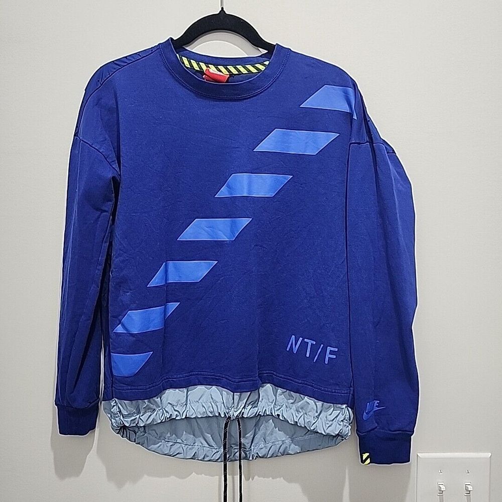 NIKE Track & Field NTF Shirt Roral Blue Drawcord Women's Small 724079-455
